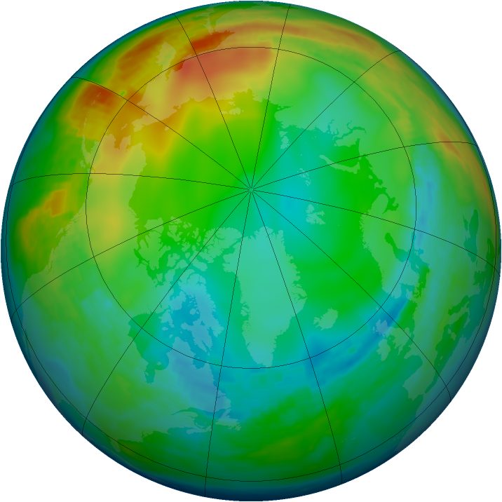 Arctic ozone map for 04 January 1992